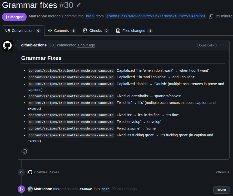 example Pull-Request of grammar checker