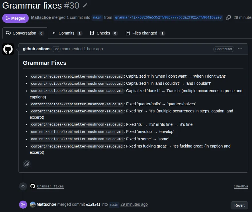 example Pull-Request of grammar checker