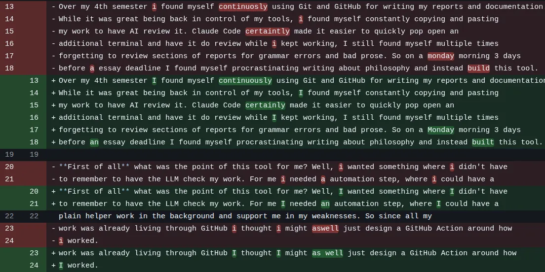 LLM-powered Grammar Checker as a GitHub Action
